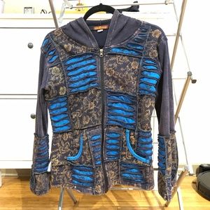 Windhorse hippie patchwork hoodie